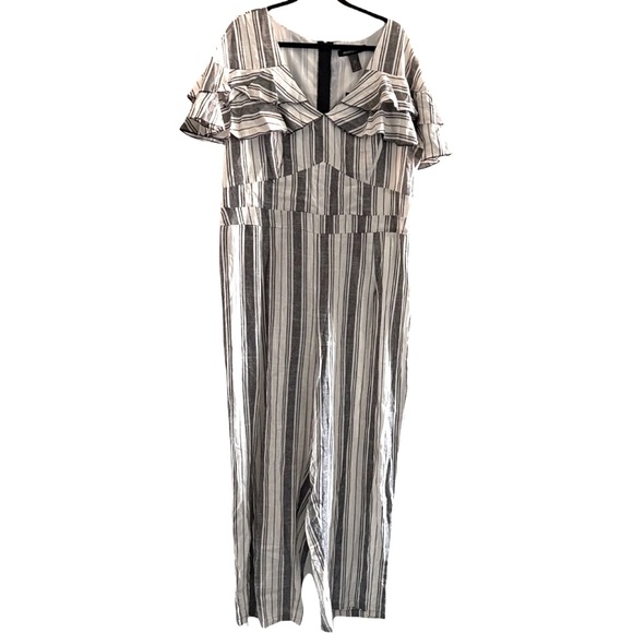 Ashley Stewart Plus Size Linen Blend Striped Jumpsuit Size 14 - Picture 3 of 7
